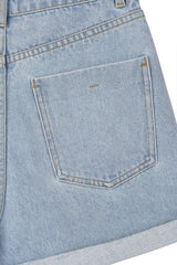 Mid Blue Roll Up Denim Shorts king-general-store-5710.myshopify.com