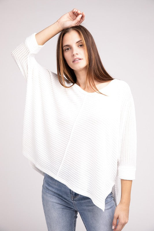 V-Neck Hi-Low Hem Jacquard Sweater king-general-store-5710.myshopify.com