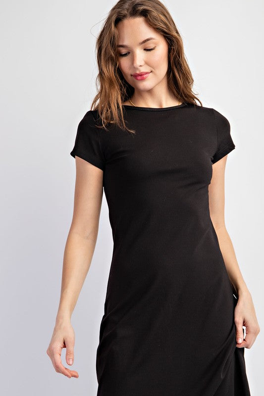 Basic Short Sleeve T-Shirt Midi Dress
