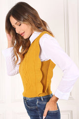 Ruffle Round Neck Sweater Vest