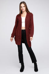 Twist Knitted Open Front Cardigan With Pockets king-general-store-5710.myshopify.com