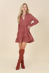 Corduroy Tiered Mini Dress king-general-store-5710.myshopify.com