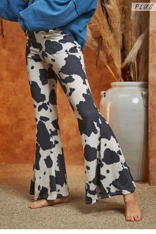 Mocha Cow Print Flared Pants king-general-store-5710.myshopify.com