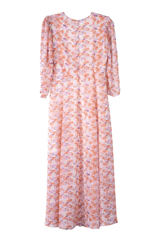 Pink Floral V-Neck Maxi Dress king-general-store-5710.myshopify.com