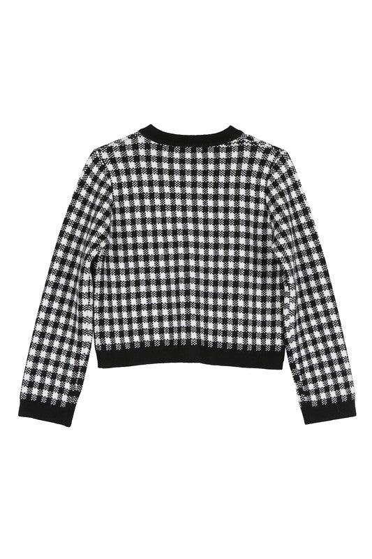 Black Check Knitted Jacket king-general-store-5710.myshopify.com