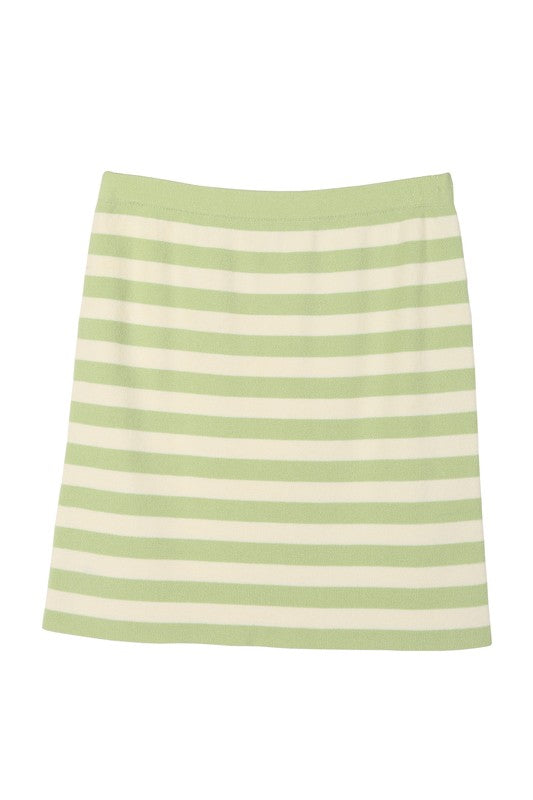Striped Ribbed Mini Skirt