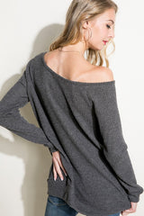 WAFFLE SOLID ONE SHOULDER TOP