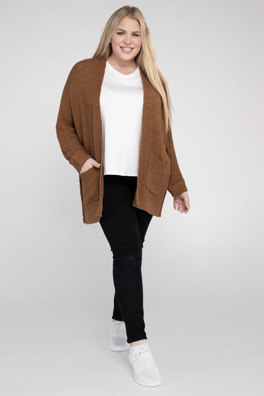 Plus Size Ribbed Knit Open Front Cardigan king-general-store-5710.myshopify.com