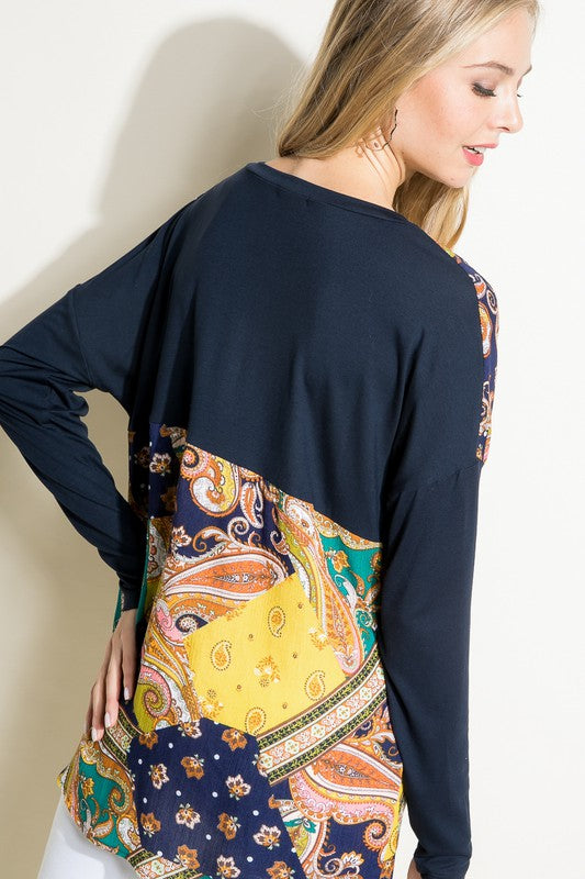 PAISLEY MIXED BOXY TOP