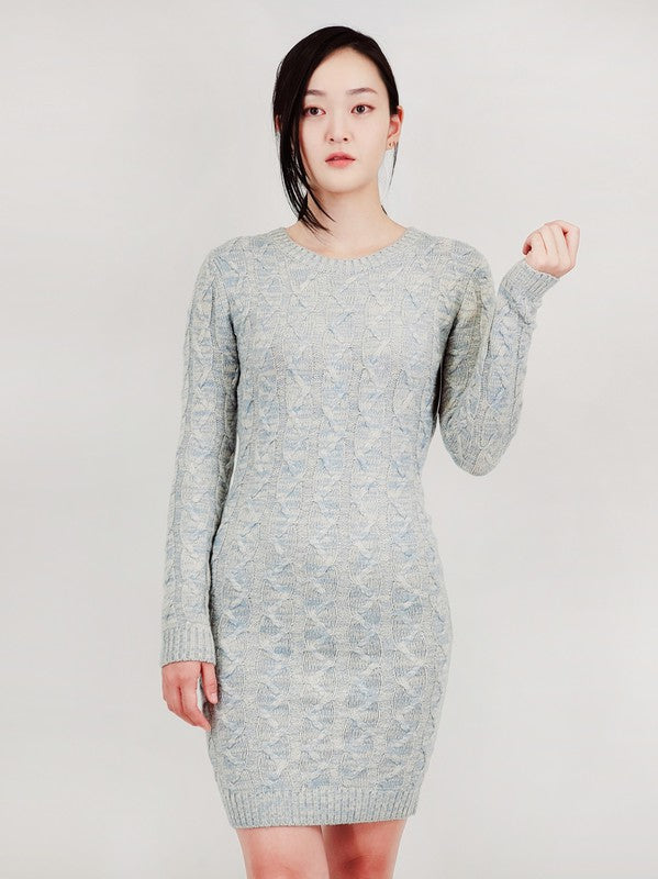 Cable Knit Long Sleeve Heather Color Sweater Dress king-general-store-5710.myshopify.com