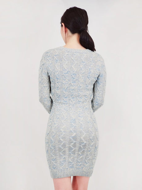 Cable Knit Long Sleeve Heather Color Sweater Dress king-general-store-5710.myshopify.com