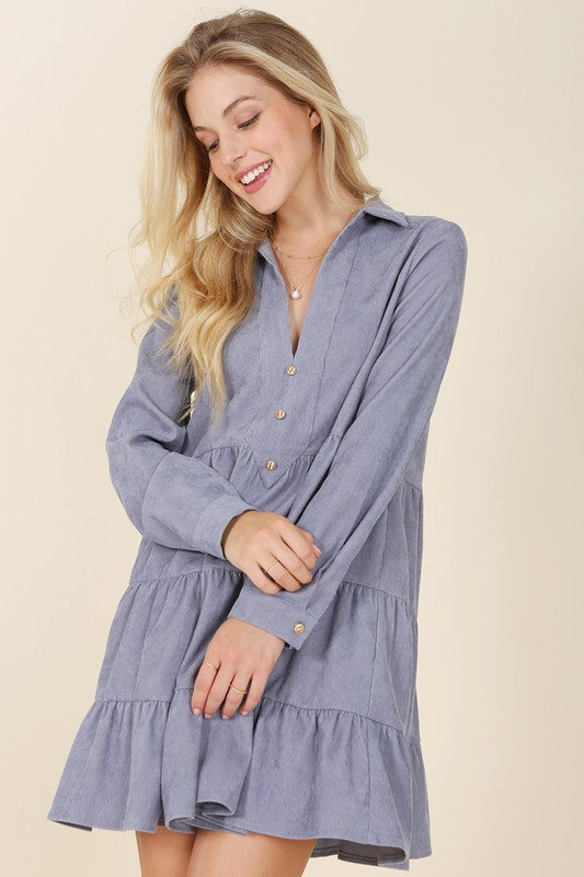 Corduroy Tiered Mini Dress king-general-store-5710.myshopify.com