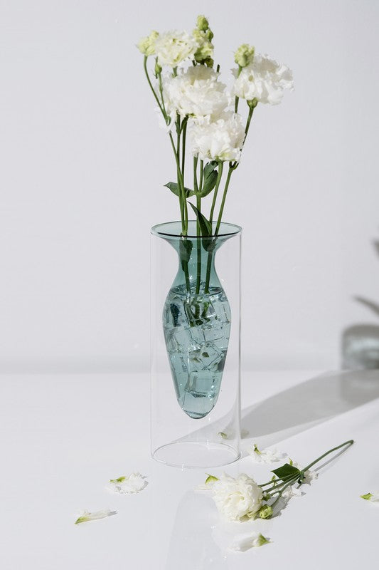 Double Layer Transparent Glass Vase 3pc Set