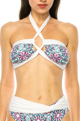 Floral Print Criss Cross Halter Bikini