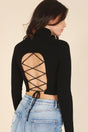 Mock Neck Lace-Up Open Back Top king-general-store-5710.myshopify.com