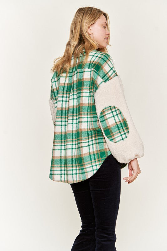 Multi Plaid Fuzzy Sleeve Jacket king-general-store-5710.myshopify.com