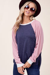 Solid Terry Color Block Sweatshirt