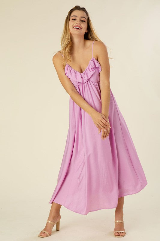 Lavender Maxi Dress with Ruffles