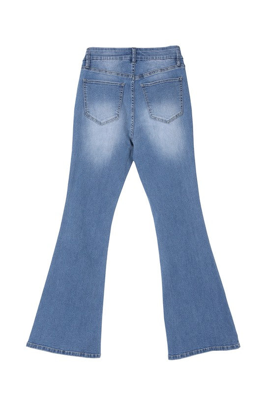 Blue Denim Stretch Flare jeans king-general-store-5710.myshopify.com