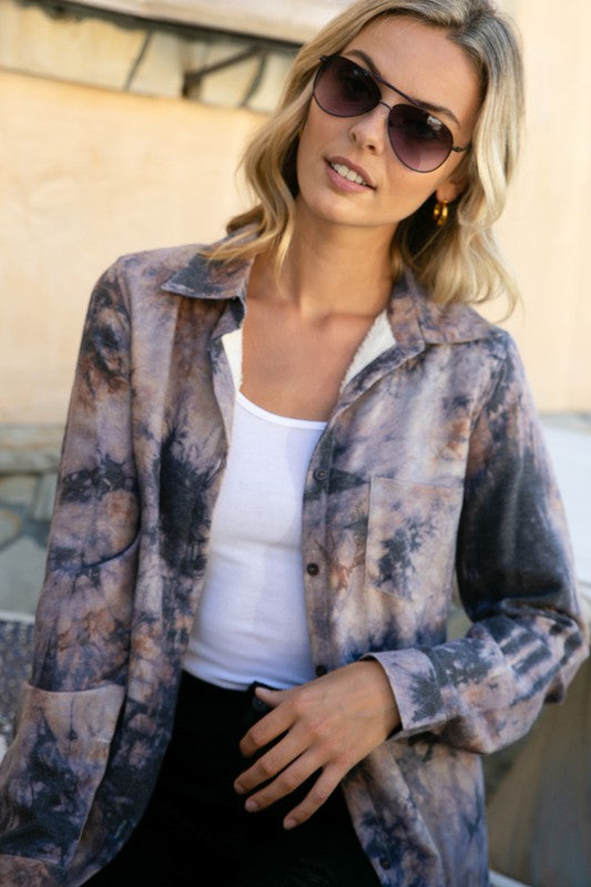 Tie Dye Long Sleeve Button Down Shirt