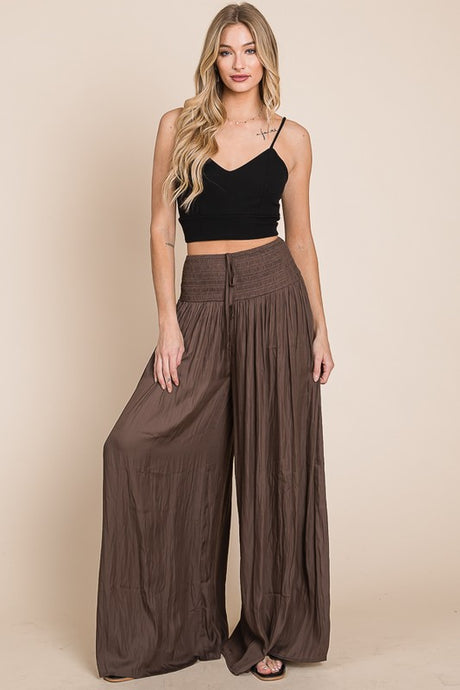 Plus Ruched Waist Wide Resort Pants king-general-store-5710.myshopify.com
