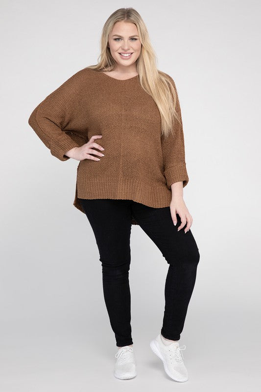 Plus Size Crew Neck Knit Sweater king-general-store-5710.myshopify.com