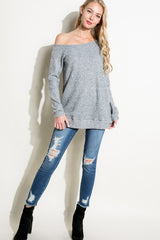 WAFFLE SOLID ONE SHOULDER TOP