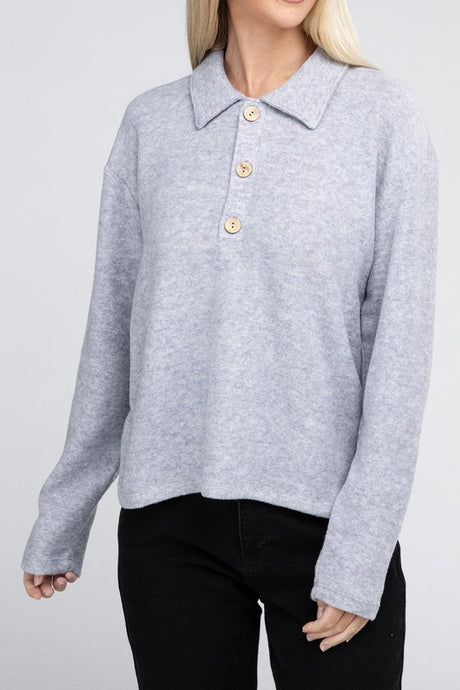 Brushed Melange Hacci Collared Sweater king-general-store-5710.myshopify.com
