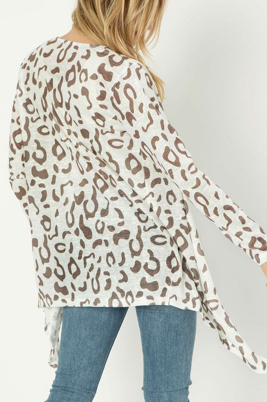 Leopard Open Long Sleeve Cardigan