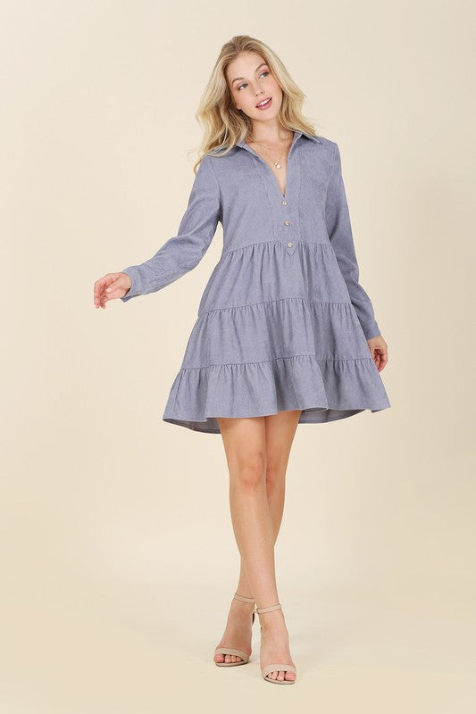 Corduroy Tiered Mini Dress king-general-store-5710.myshopify.com