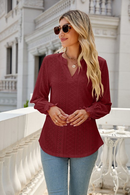 V-Neck Long Sleeve Top