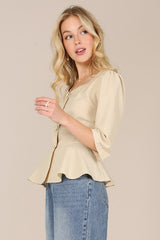 Puff Sleeves Front Button Blouse