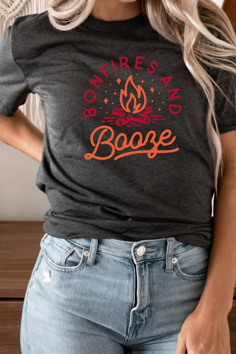 Bonfires and Booze Campfire Summer Fun Graphic Tee king-general-store-5710.myshopify.com