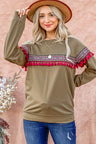 And The Why Ethnic Ribbon Tassel Trim Top