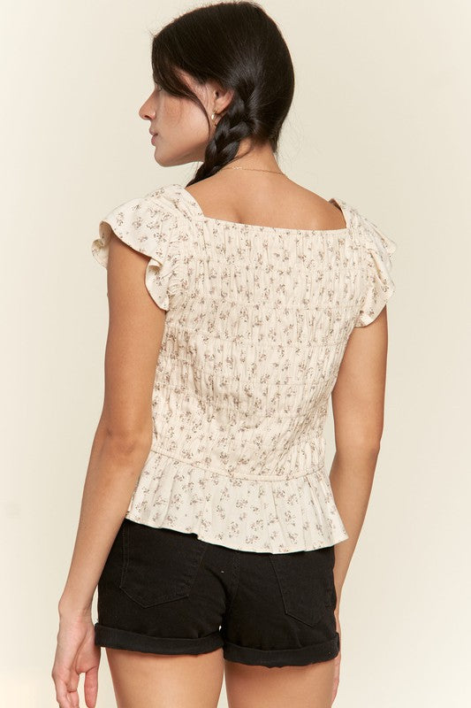 Floral Print Ruffled Top king-general-store-5710.myshopify.com