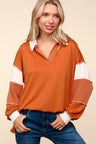 Haptics Color Block Exposed Seam Long Sleeve Top