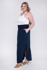 Plus Smocked Waist Side Slit Maxi Skirt with Pockets king-general-store-5710.myshopify.com