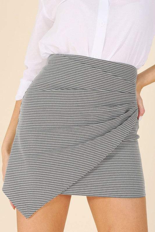 Houndstooth Shirred Wrap Skirt king-general-store-5710.myshopify.com