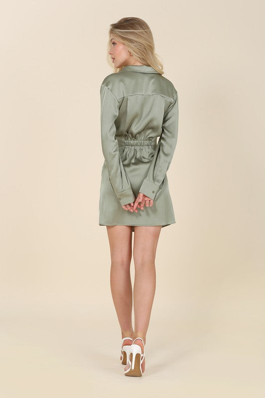 Satin Collared Wrap Mini Dress king-general-store-5710.myshopify.com