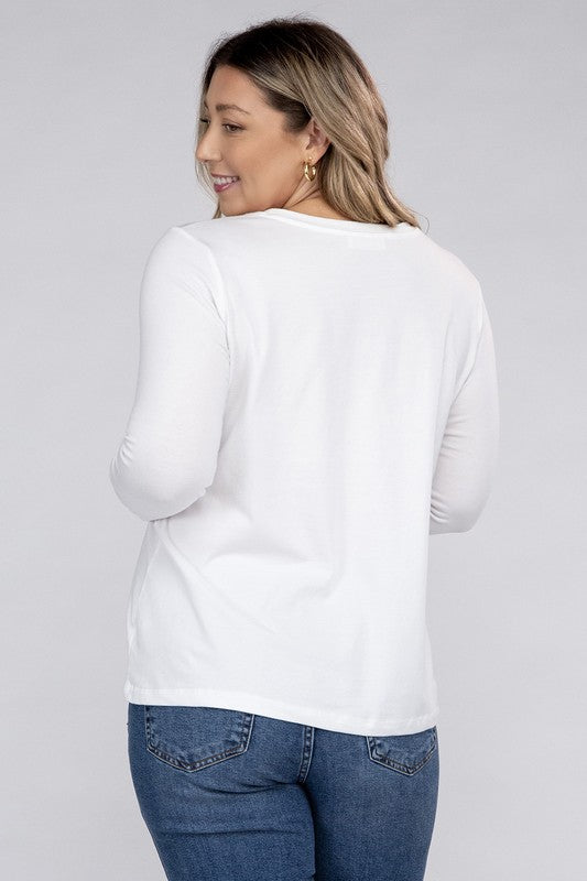 Plus Cotton Crew Neck Long Sleeve T-Shirt king-general-store-5710.myshopify.com