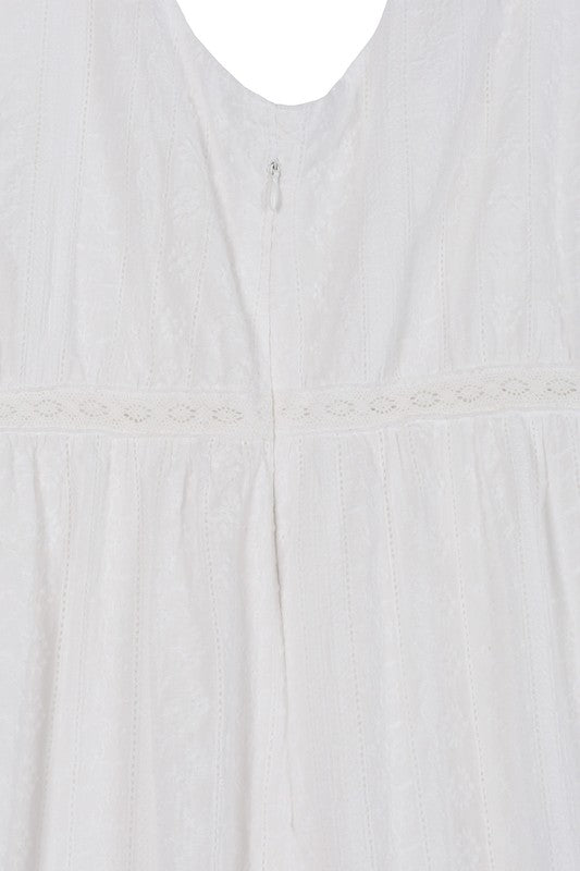 White Embroidered V-neckline Tiered Dress king-general-store-5710.myshopify.com