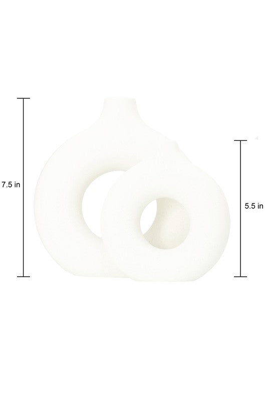 Modern Ceramic Vase Round Shape 2 pc Set