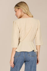 Puff Sleeves Front Button Blouse