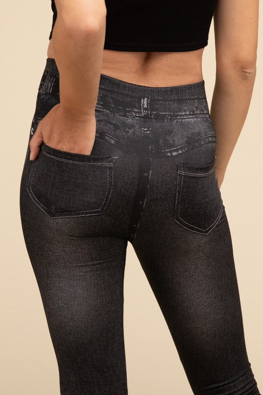 Ankle Length Denim Fitted Leggings