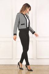 Black Check Knitted Jacket king-general-store-5710.myshopify.com