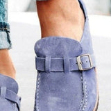 Round Toe Low Heel Buckle Sneakers