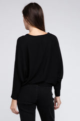 Ribbed Batwing Long Sleeve Boat Neck Sweater king-general-store-5710.myshopify.com