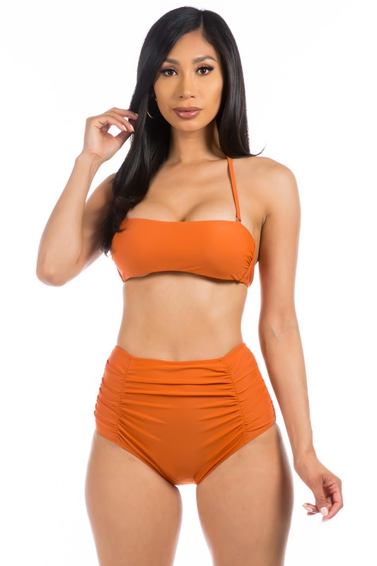 High Waist Bandeau Top Bikini