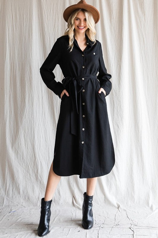 PLUS Button Down Long Shirt Midi Dress king-general-store-5710.myshopify.com