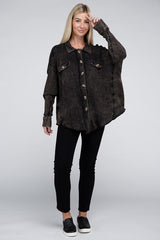 Acid Wash Oversized Cotton Waffle Shacket king-general-store-5710.myshopify.com